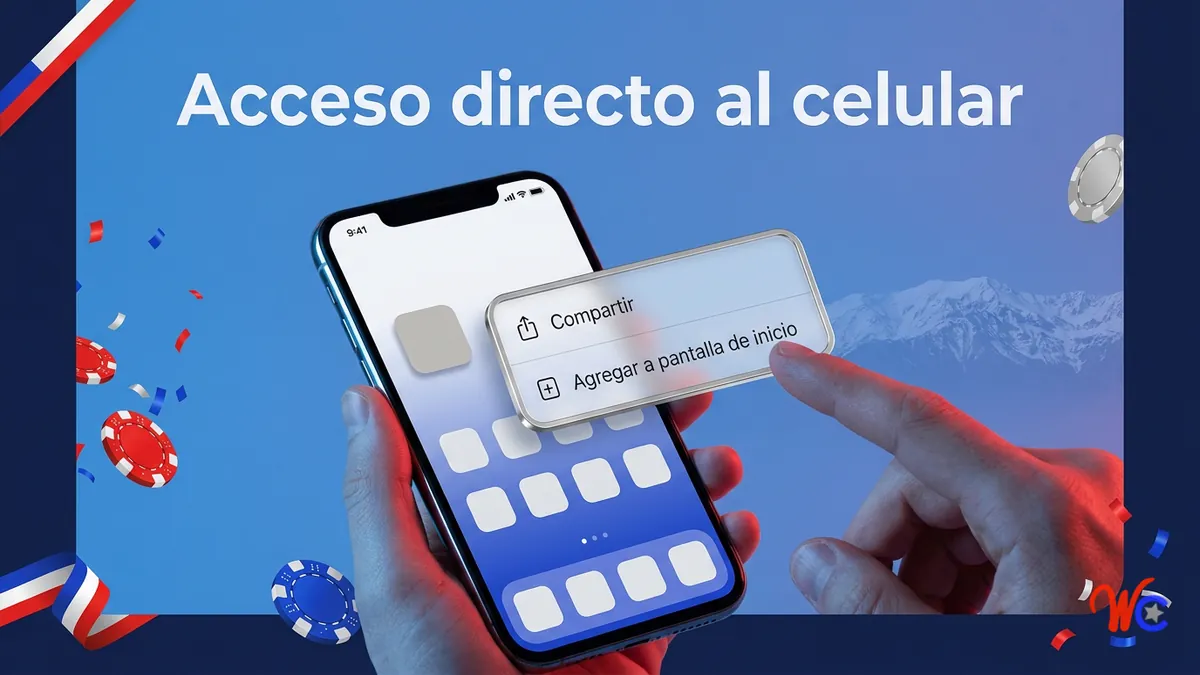 Pantalla de celular agregando un acceso directo de WinChile a la pantalla de inicio en Android o iOS