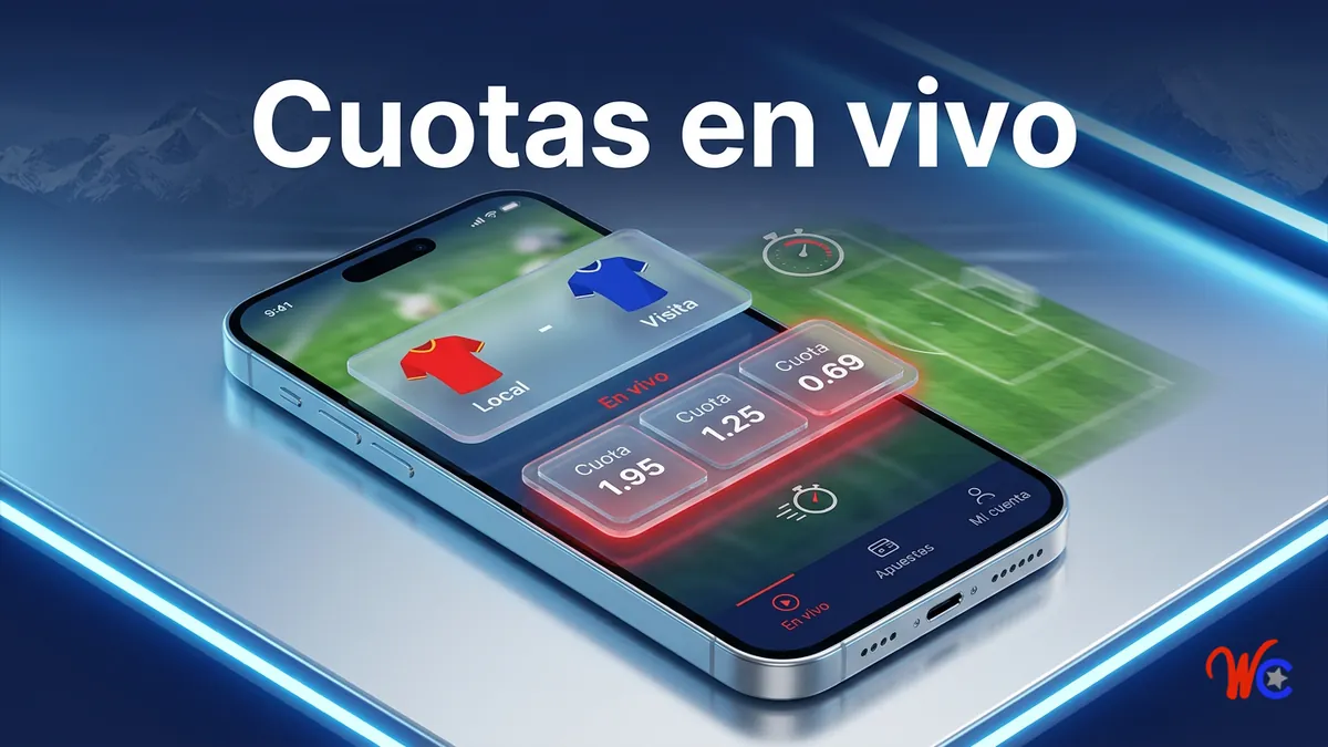 Interfaz de apuestas en vivo de WinChile Chile con cuotas actualizándose en tiempo real