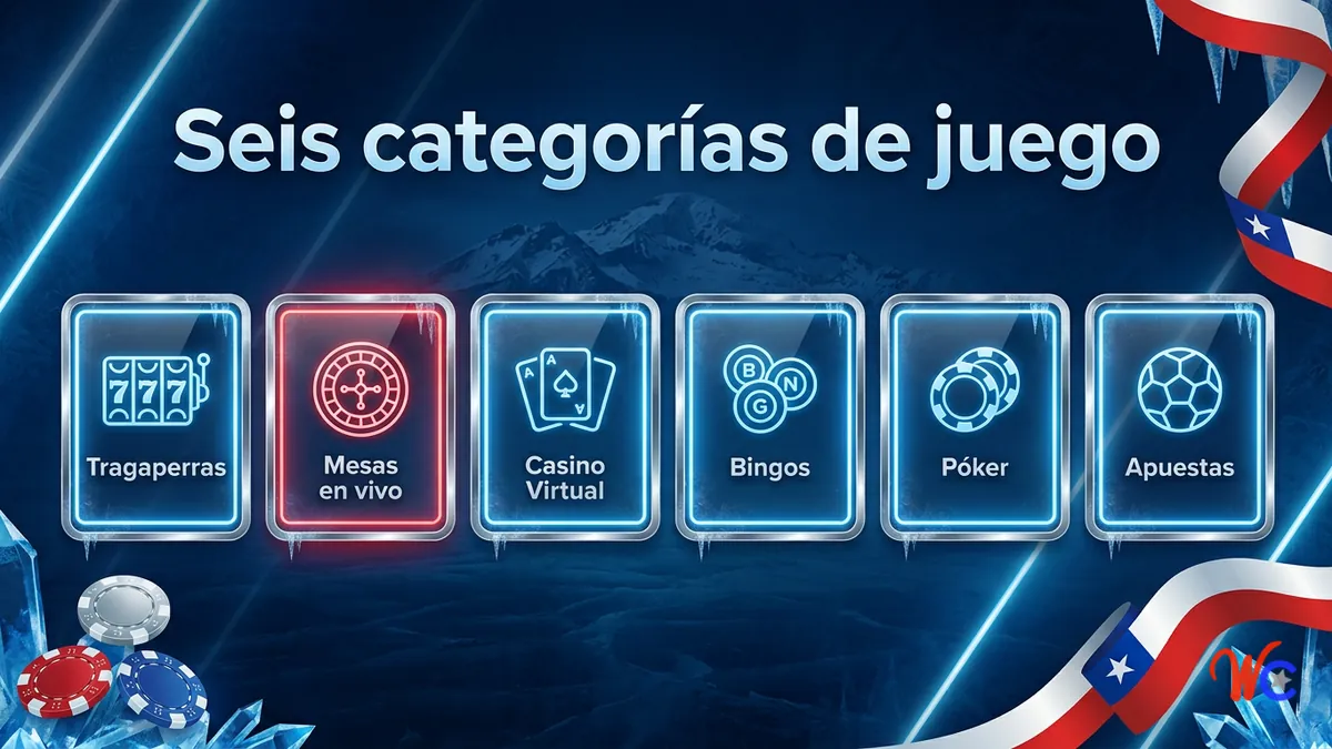 Categorías del catálogo de tragamonedas y juegos de WinChile: slots, mesas en vivo y más