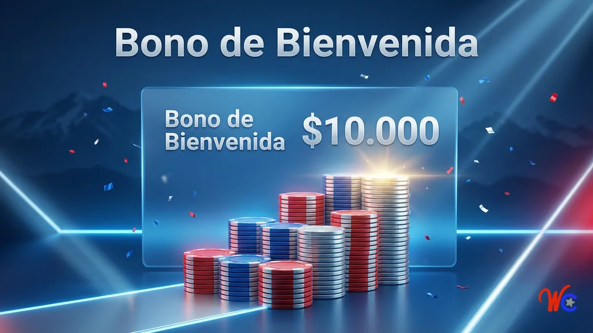 Escalera de fichas de casino que representa el bono de bienvenida al registrarte en WinChile