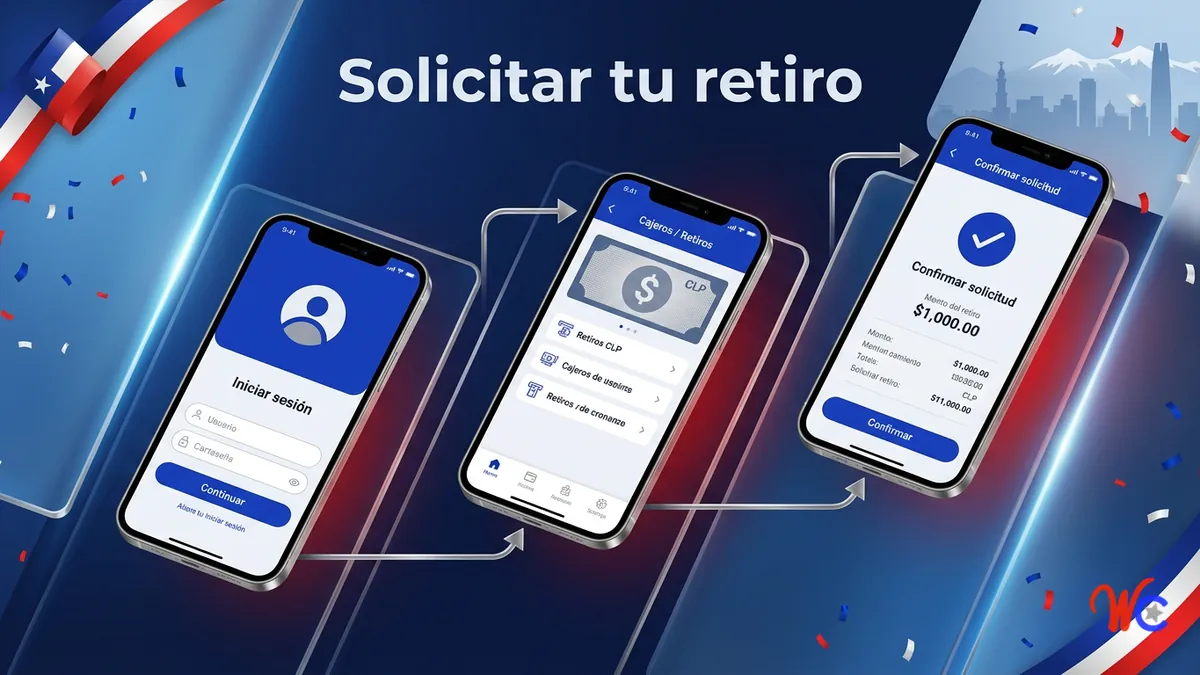 Pasos para solicitar un retiro en WinChile: iniciar sesión, elegir monto y confirmar